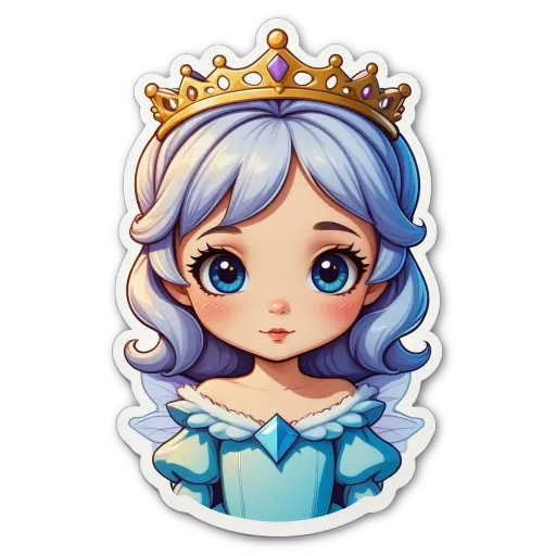 A cartoon girl with a crown on her head.
