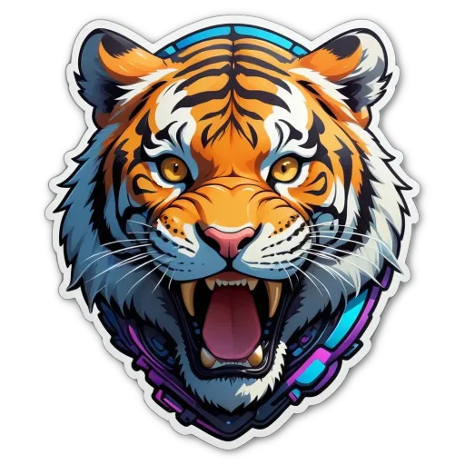 A graphic of a tiger with its mouth open and teeth bared.
