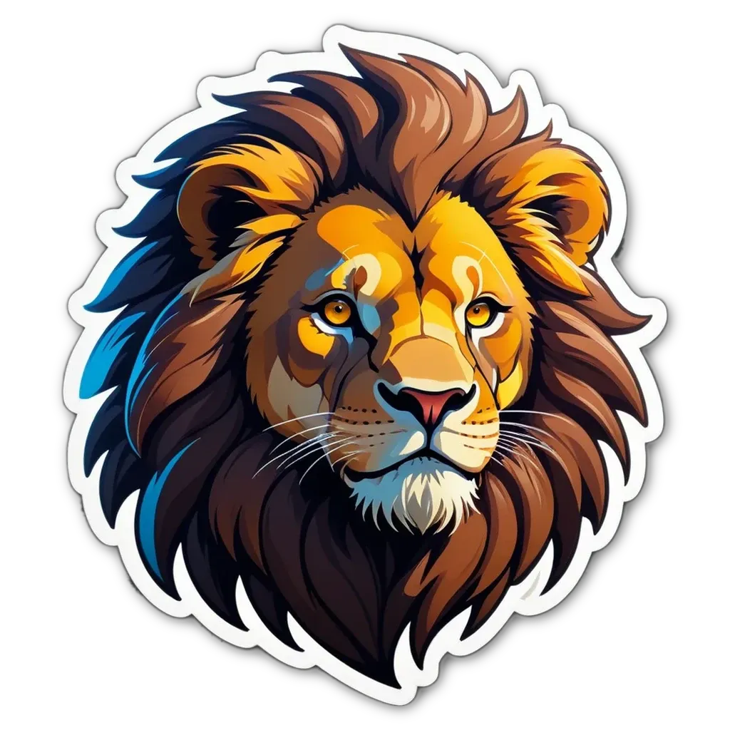 A lion with a black mane and yellow eyes.