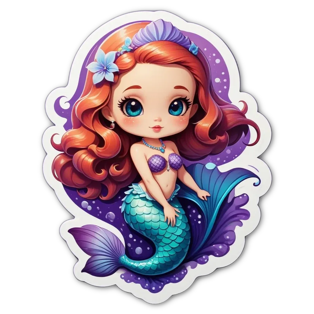 A cartoon image of a mermaid with blue hair and a pink top.