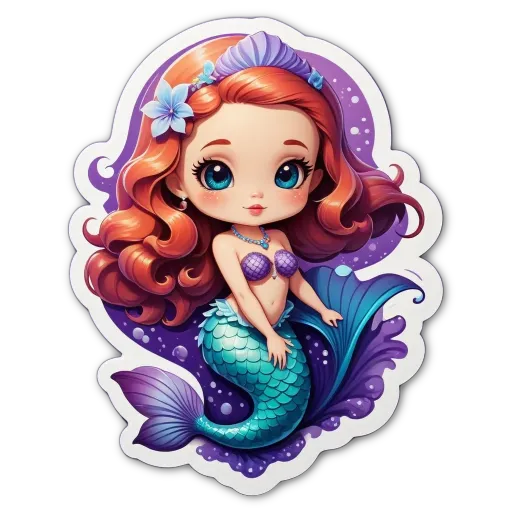 A cartoon image of a mermaid with blue hair and a pink top.
