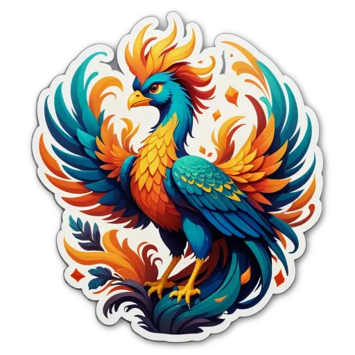 A colorful bird with a black beak is depicted in a drawing.