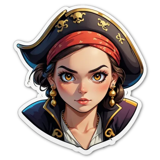 A girl with a pirate hat and bandanna on her head.