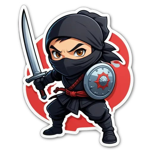 A cartoon picture of a black character holding a shield and sword.