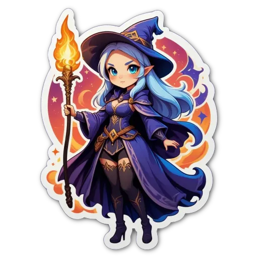 A cartoon picture of a woman with a wand.