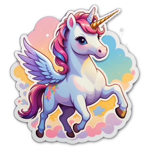 A unicorn with rainbow colored mane and wings.