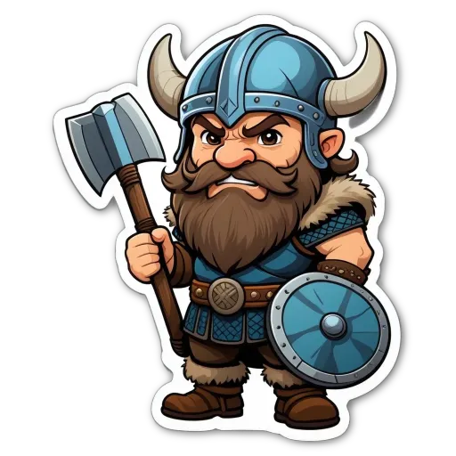 A cartoon drawing of a man with an angry face and an armory.