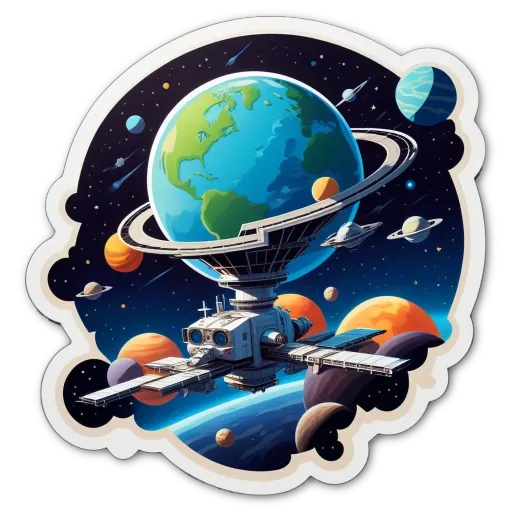 A space shuttle is traveling through the planets in a solar system.
