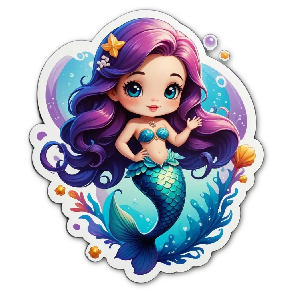 A cartoon image of a girl that looks like a mermaid.