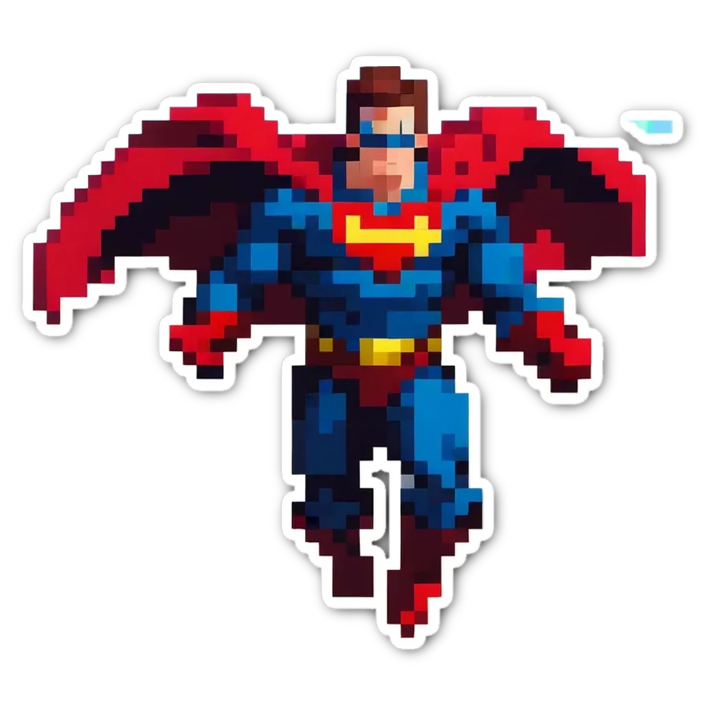 A superman in a black background with the cape flying in the wind.