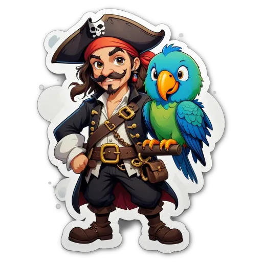 A boy in a pirate costume holding a parrot.