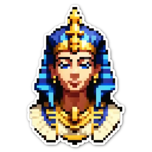 An Egyptian female figure is created using pixel art.