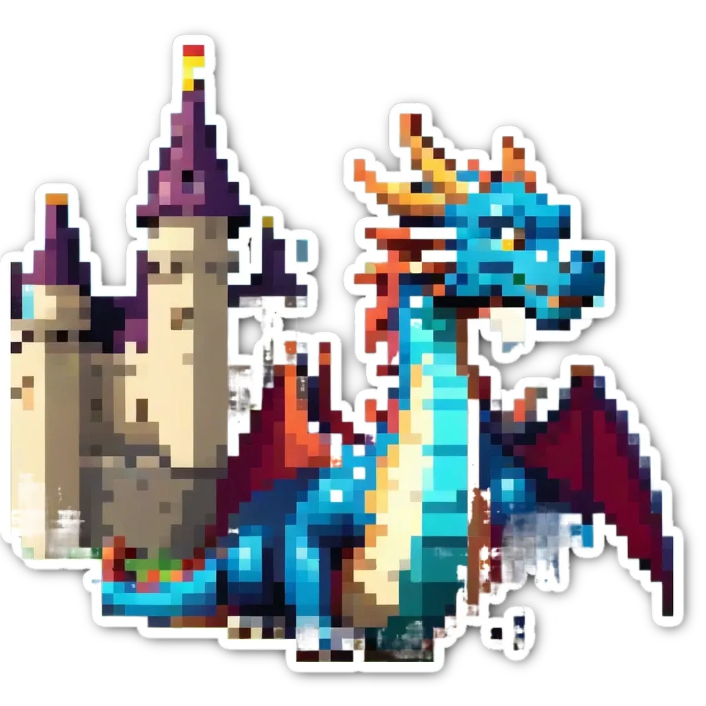 A dragon with the castle in the background.