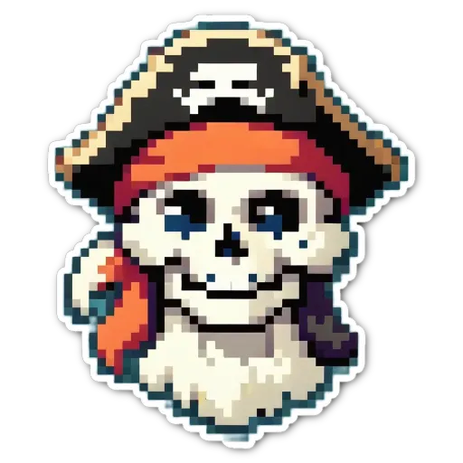 A skull with a bandanna on it that is a pirate.