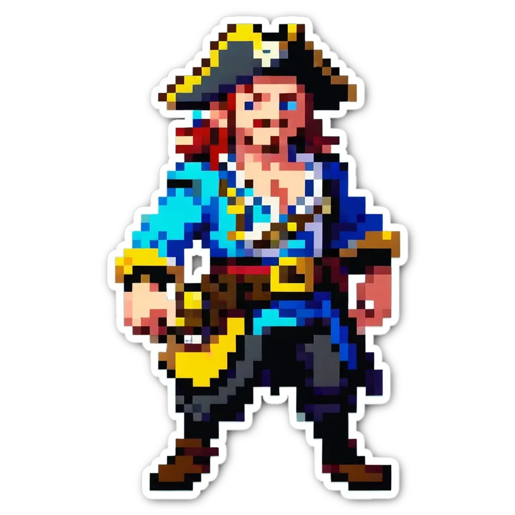 A man in a pirate costume holding a sword.