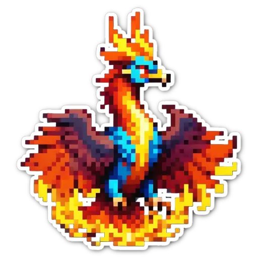 A fire bird in a black background.