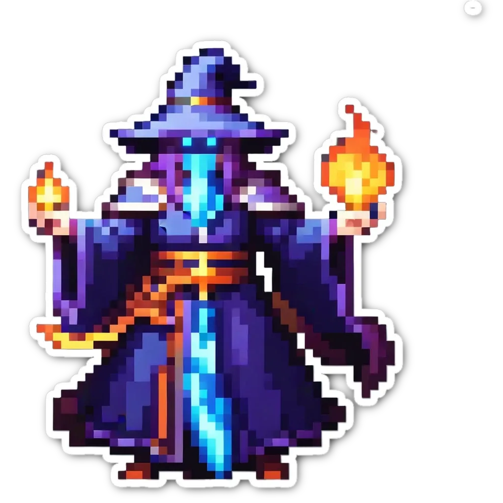 A man in a wizard costume with two fireballs.