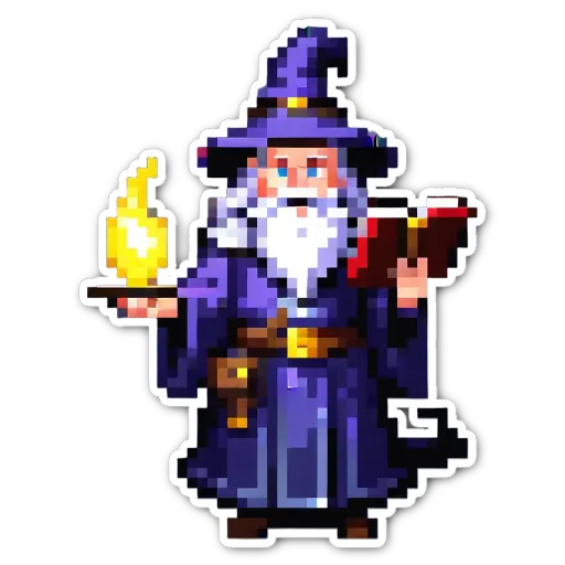 A man who is a wizard is holding a candle and a book.