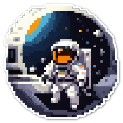 A space suit that is being worn by a man in a pixelated image.