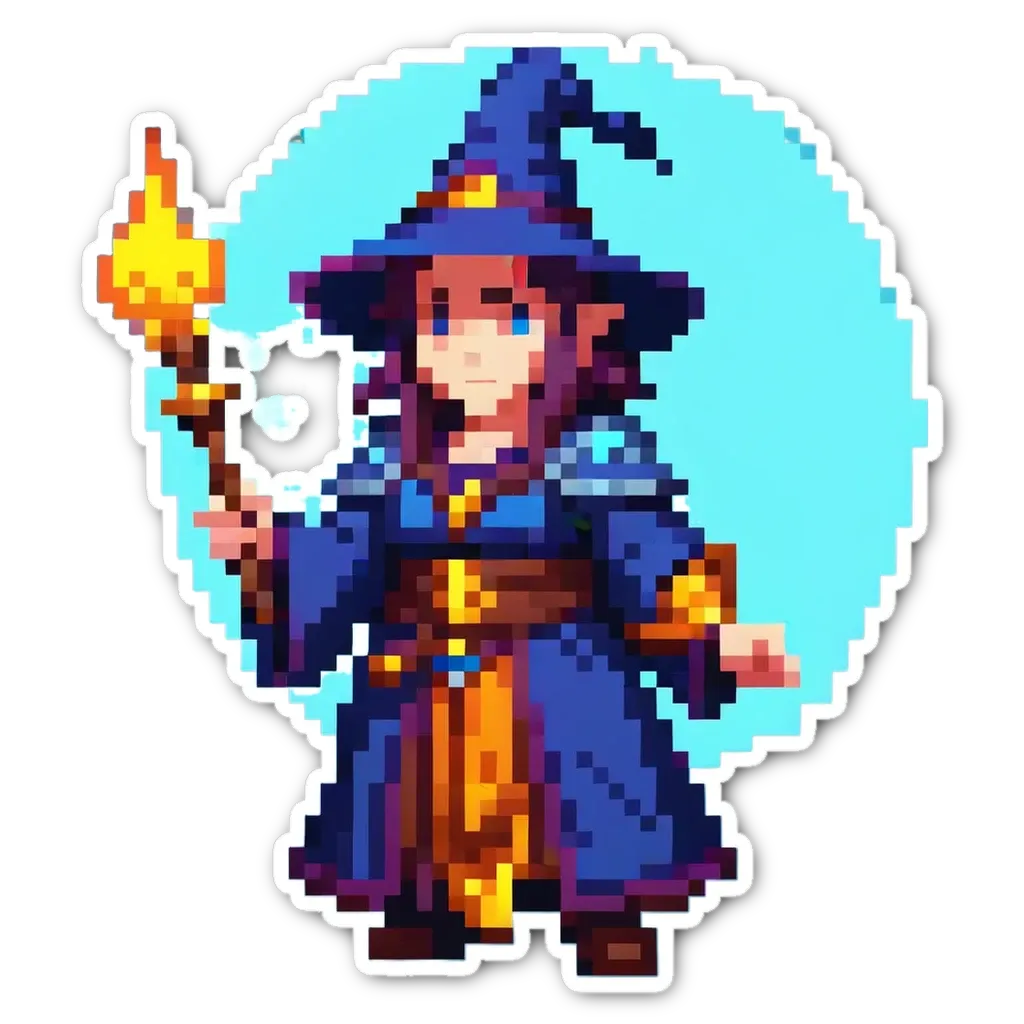 A person in a wizard costume holding a wand with a circle in the middle of it.