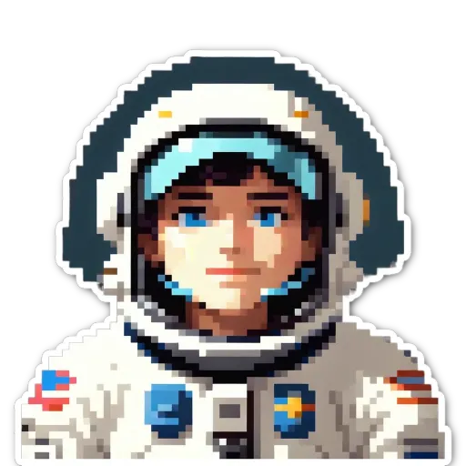 A boy in space that is wearing a white helmet.