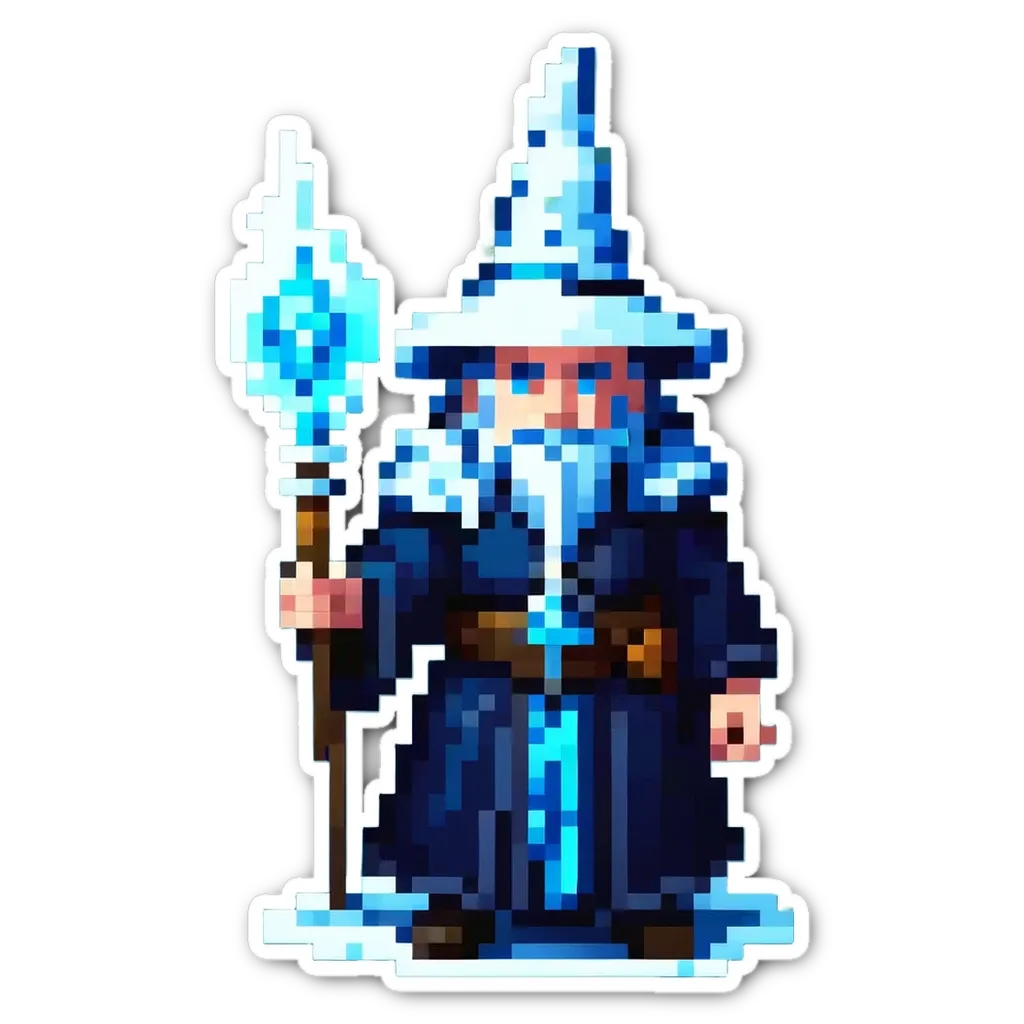 A man is wearing a wizard costume and holding a wand.