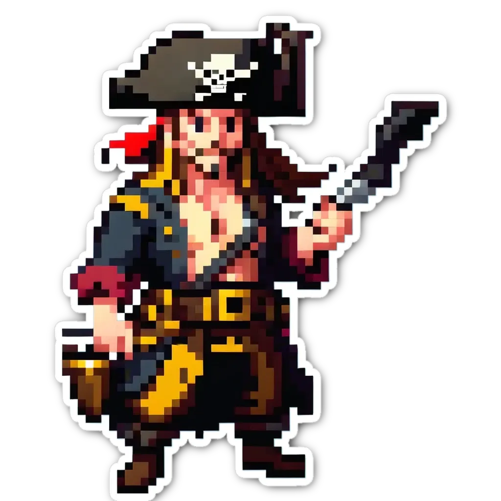 A man in a pirate costume holding a sword.