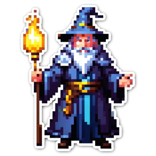 A man in a wizard costume holding a wand.