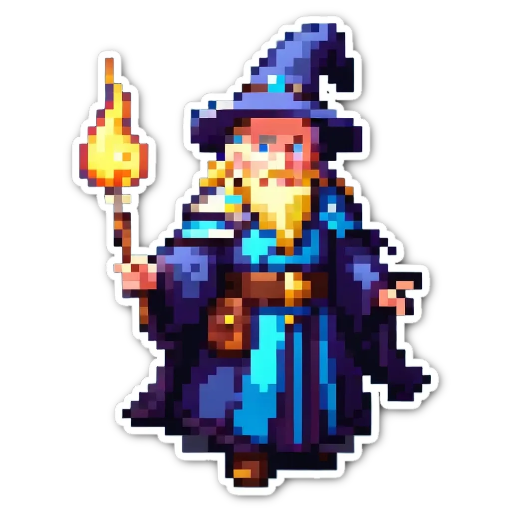 A man in a wizard costume holding a torch.