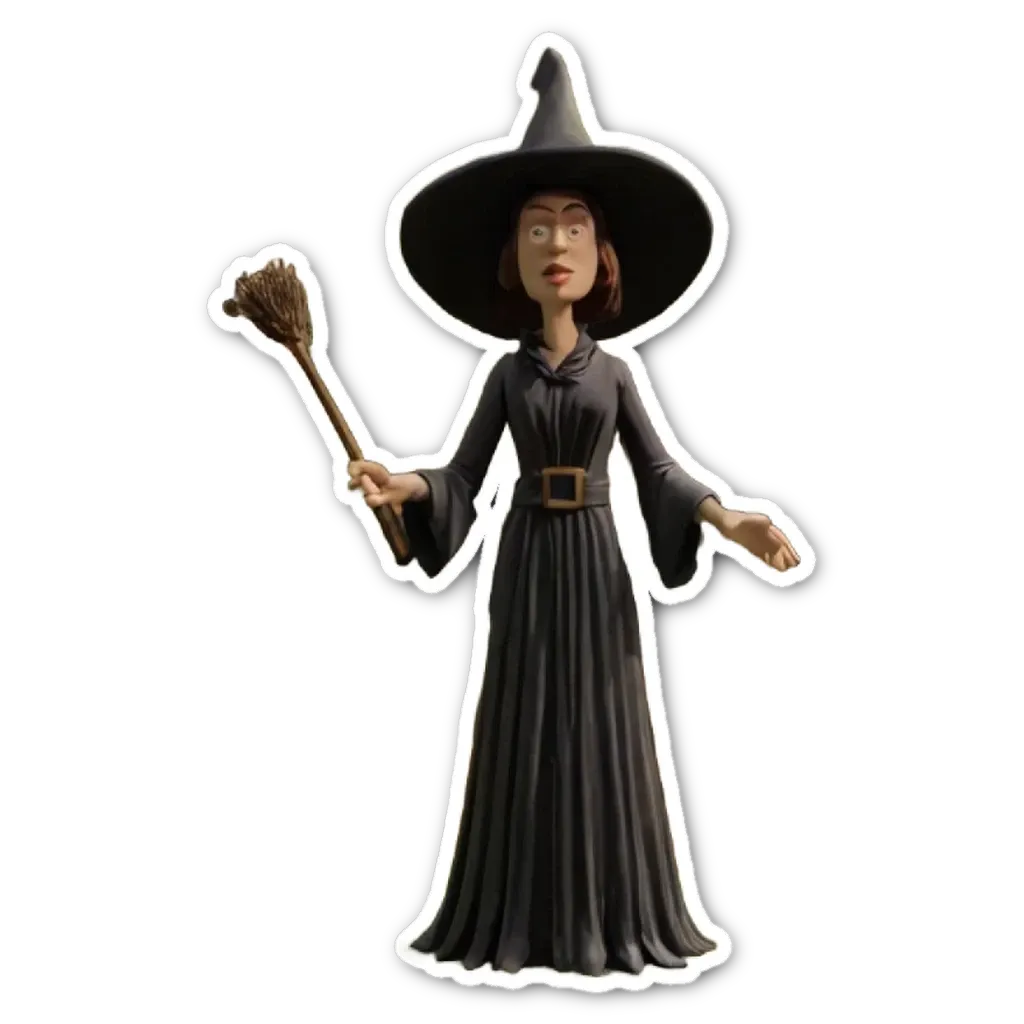 A cartoon drawing of a woman who looks like she is casting a spell.