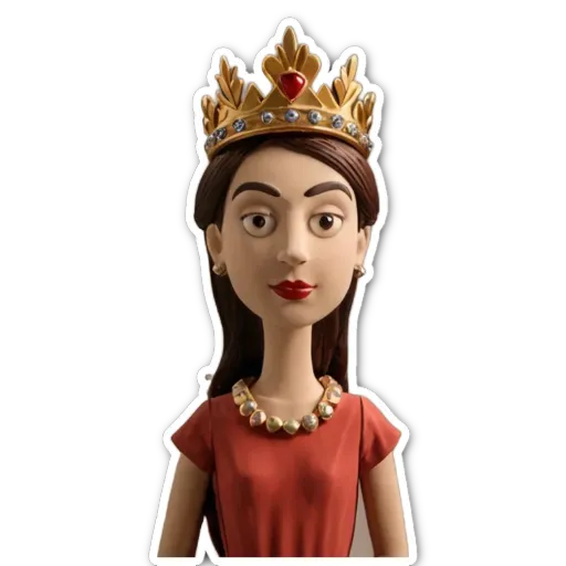 A sticker of a girl wearing a gold crown.