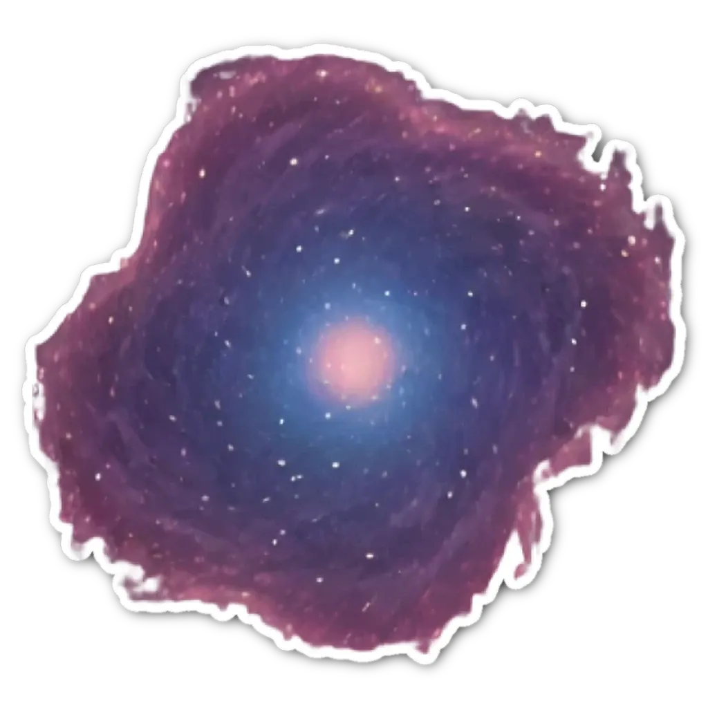 A black and purple spiral galaxy sticker.