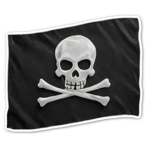 A skull is on a flag and has two bones crossed.