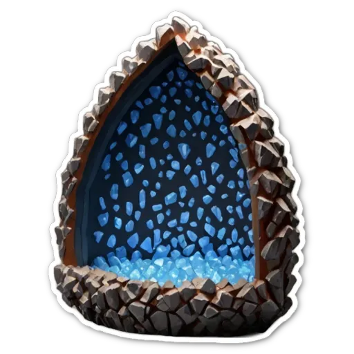 A black and blue object with rocks and water inside.