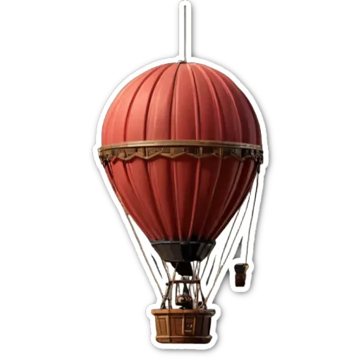 A red hot air balloon flying in the sky.