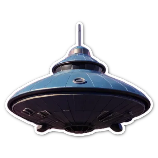 A picture of a ufo that is blue in color.