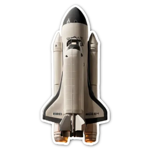 A space shuttle is being photographed from the side.