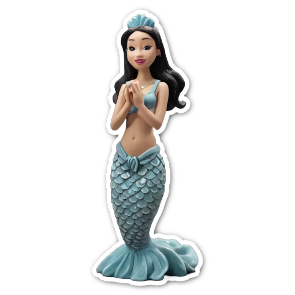 A sticker of a mermaid that is on a black background.