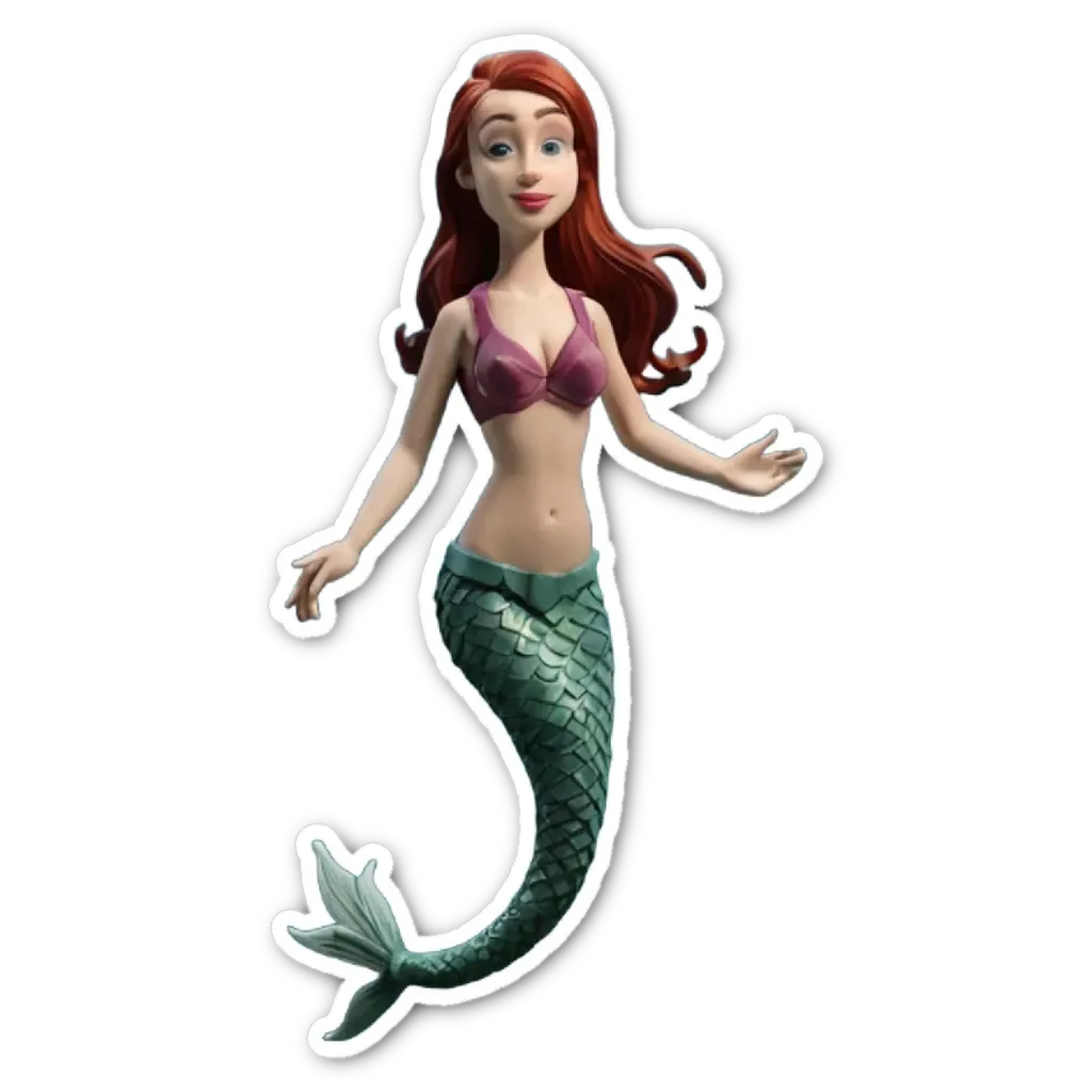 A sticker of a mermaid that is on a black background.