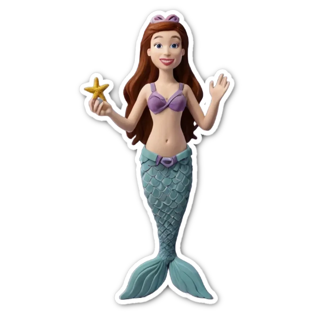 A sticker of a mermaid holding a starfish.