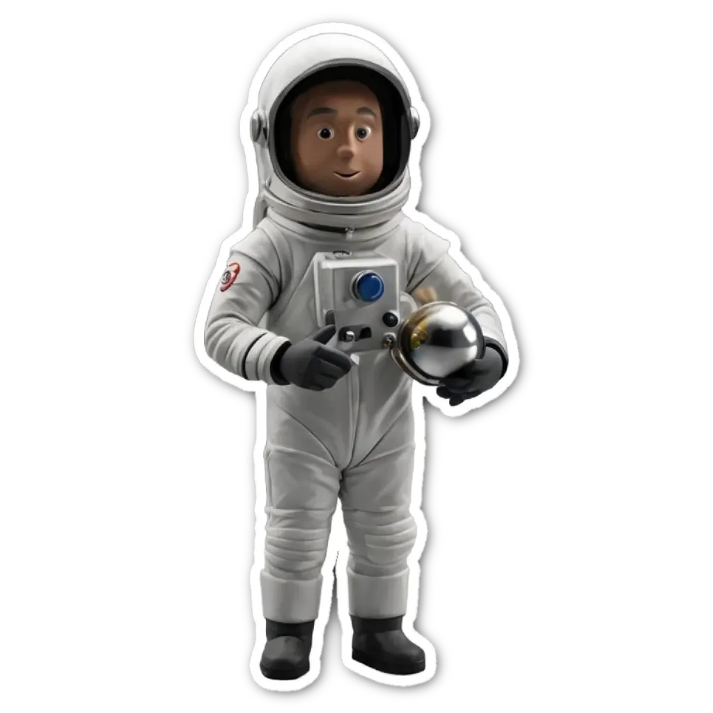 A space suit that is on and has a ball in it.