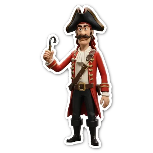 A pirate holding a hook in his hand.