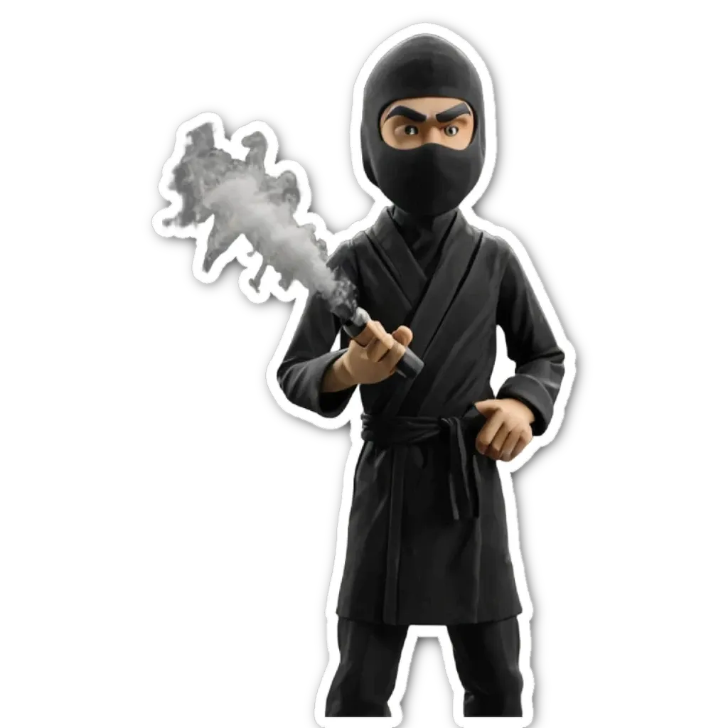 A sticker of a ninja with a staff.