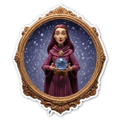 A girl holding a crystal ball in the snow.