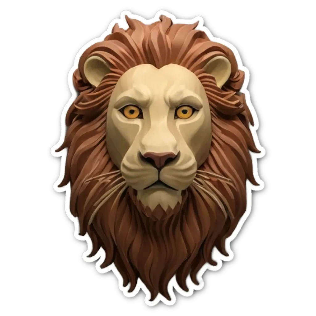 A sticker of a lion with a black background.