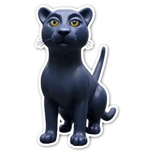 A black cat sticker is sitting on a black background.