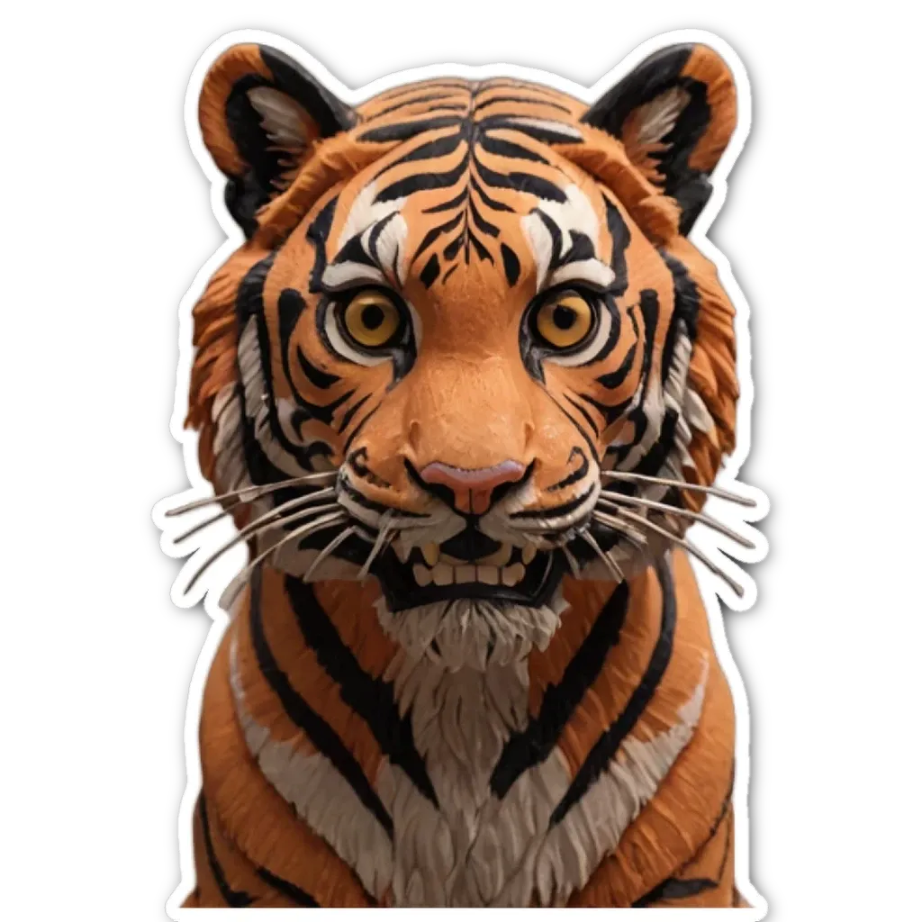 A sticker of a tiger with its mouth wide open.