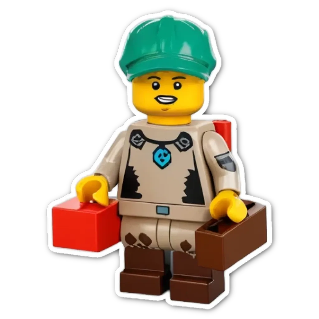 A lego person holding a brief case.