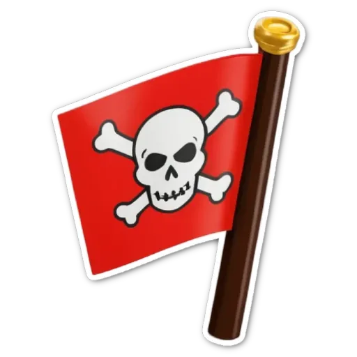 A skull and crossbones flag is stuck to a pole.