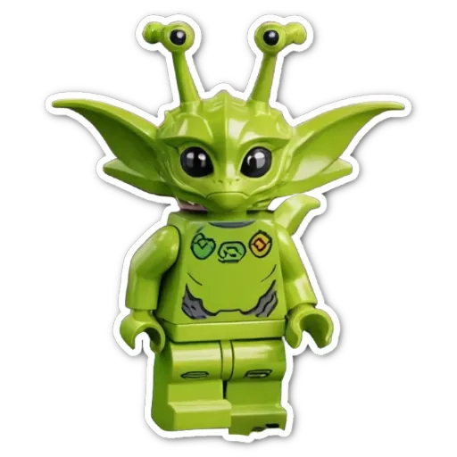 A green lego figure with a skull and crossbones as the head.